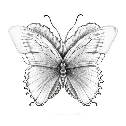A butterly one wing is slightly disseparing with small pieces  tattoo design idea