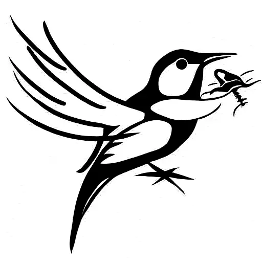 Swallow Bird with worm in mouth tattoo design idea