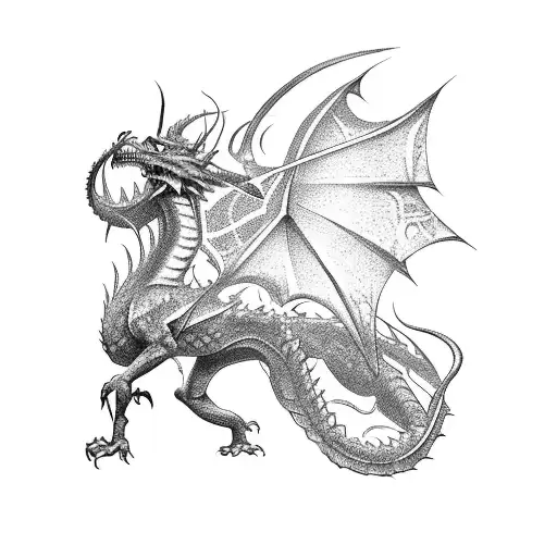 A fantasy-inspired tattoo depicting a warrior battling a dragon in the gym tattoo design idea