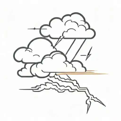 storm cloud with lightning bolt striking tattoo design idea