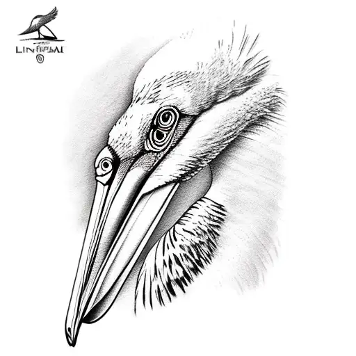 line drawing pelican tattoo design idea