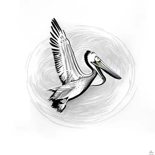 continuous line drawing pelican taking flight in silhouette  tattoo design idea