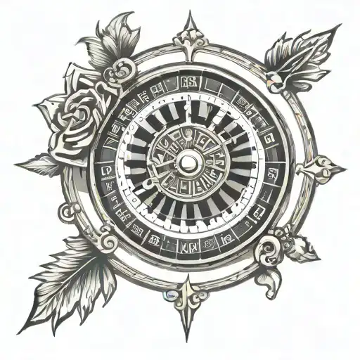 roulette wheel clock face tattoo design idea