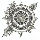 roulette wheel clock face tattoo design idea