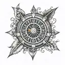 roulette wheel clock face tattoo design idea