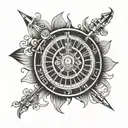 roulette wheel clock face tattoo design idea