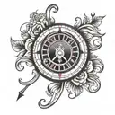 roulette wheel clock face tattoo design idea