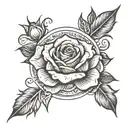 rose tattoo with august 14 2019 in roman numerals  tattoo design idea