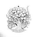 arvore com caveiras e flores saindo dos olhos e da boca tattoo design idea