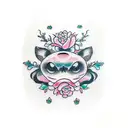 girly pink bow tattoo design idea