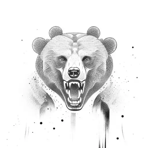 muay thai fighting berlin bear tattoo design idea