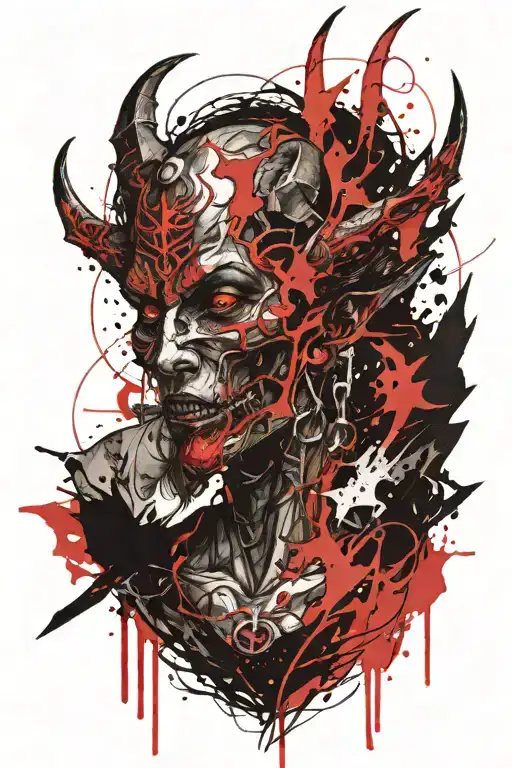 Gothic demon half angel tattoo design idea