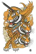 samurai, tiger, eagle tattoo design idea