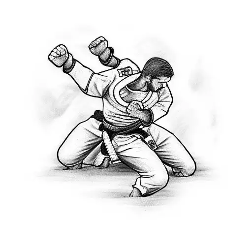 Create a tattoo design for me that is related to Brazilian Jiu-Jitsu in such a way that a fist is a sign of strength and tattoo design idea