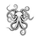 octopus and dille tattoo design idea