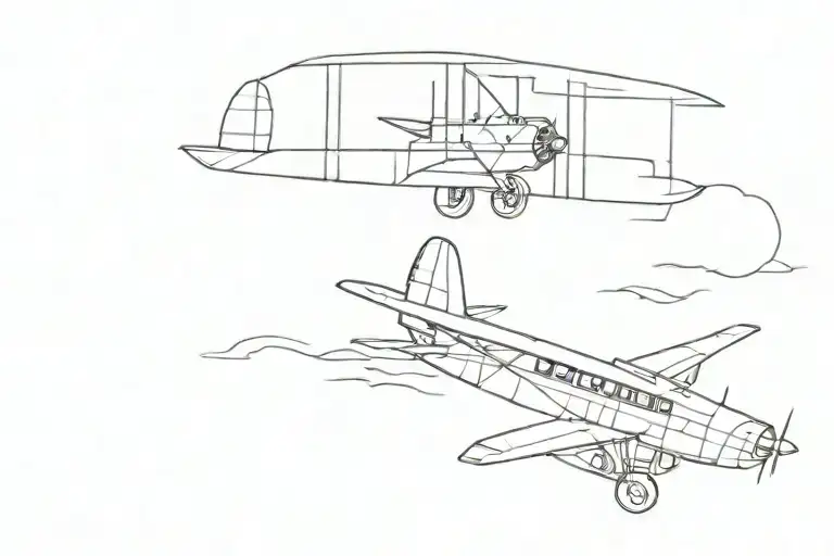 wright brother plane flying tattoo design idea