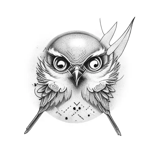 bird with eyes on the corpses tattoo design idea