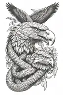 Snake and eagle tattoo design idea