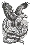 big snake fighting eagle tattoo design idea