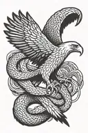 big snake fighting eagle tattoo design idea