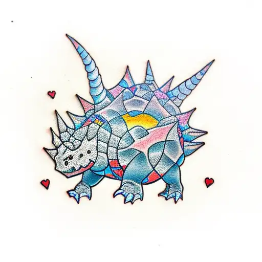 sak yant ankylosaurus tattoo design idea
