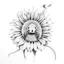 Sea Turtle on a Sunflower tattoo design idea