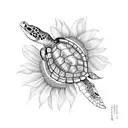 Sea Turtle on a Sunflower tattoo design idea