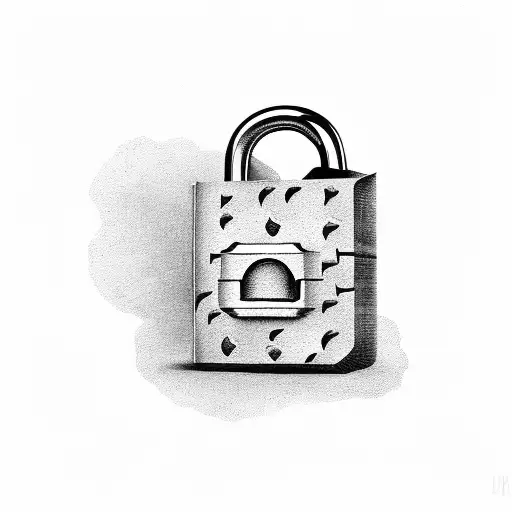 padlock shaped as the letter "a" tattoo design idea