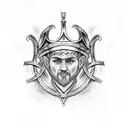 Celtic king and queen crowns tattoo design idea