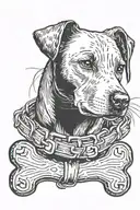 dog bone with collars wrapping around it  tattoo design idea