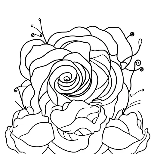 A minimalist tattoo of a flamenco dancer gracefully twirling amidst a garden of flowers tattoo design idea