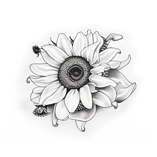 forearm flower tattoo with sunflowers, larkspur, orchid  tattoo design idea