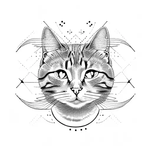 cat with aeroplane tattoo design idea