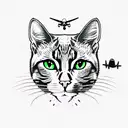 cat with aeroplane tattoo design idea