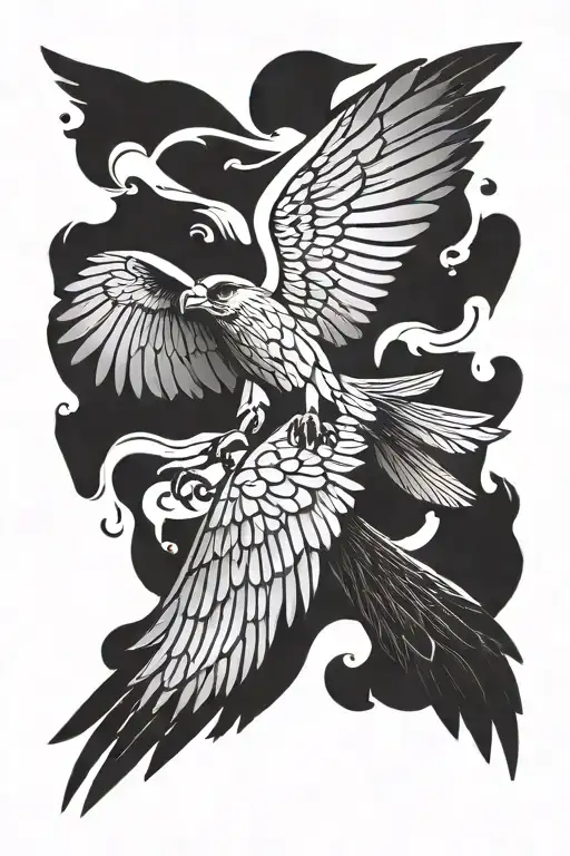 polish falcon spreading wings tattoo design idea