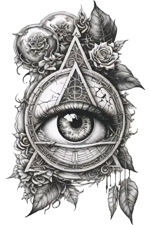 illuminati eye peace sign earth made tattoo design idea