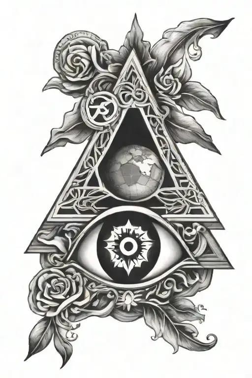 illuminati eye peace sign earth made tattoo design idea