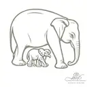 baby elephant walking with mum tattoo design idea