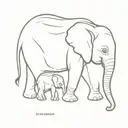 baby elephant walking with mum tattoo design idea