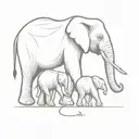 baby elephant walking with mum tattoo design idea