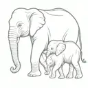 baby elephant walking with mum tattoo design idea