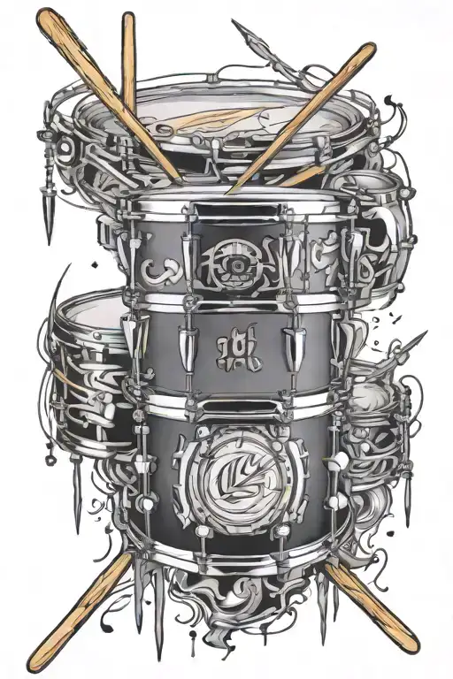 Snare Drum with Drum Sticks\ TattooSnare Drum with Drum Sticks\ Tattoo  