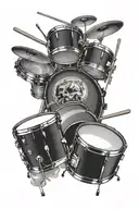 drum set point of view tattoo design idea