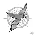trident with falcons tattoo design idea