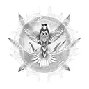 trident with falcons tattoo design idea