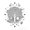 time, tree, band aid, key tattoo design idea