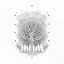 time, tree, band aid, key tattoo design idea