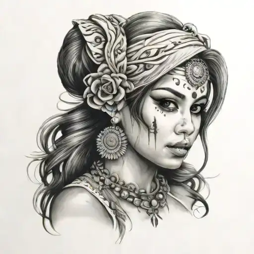 Chicano girl tattoo design idea