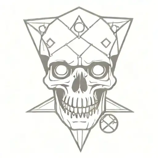 human skull with a spade in left eye socket and diamond in right eye socket with dice in its mouth between its teeth tattoo design idea