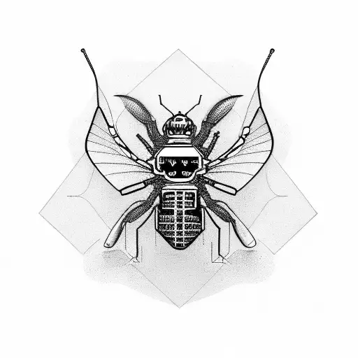 hacker computer bug tattoo design idea